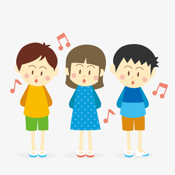 唱歌的男女学生简图免抠