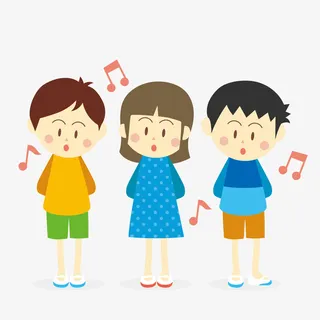 唱歌的男女学生简图免抠