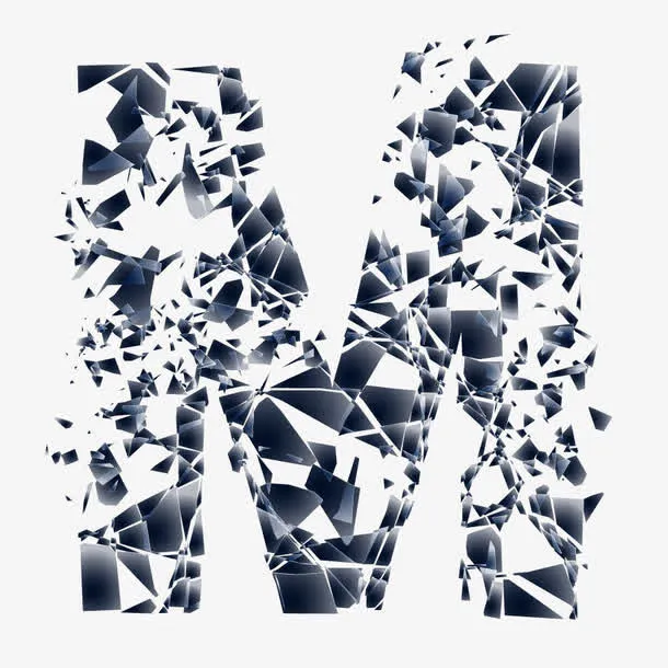 创新科技感碎片字母装饰矢量图免抠