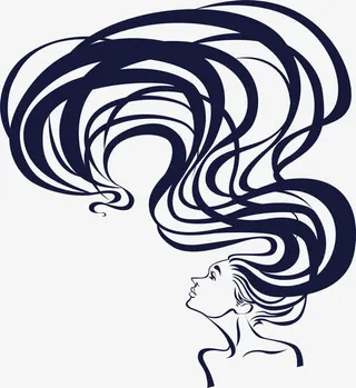 深蓝色飘逸的头发免抠