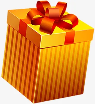 黄色卡通线条礼盒免抠