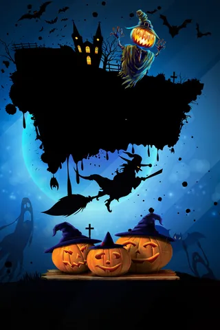 万圣节黑色简约剪影高清