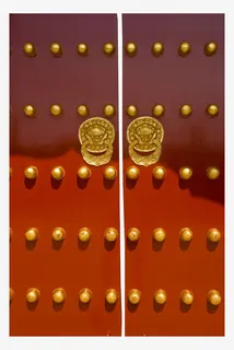 狮子头门把手仿古大红门免抠