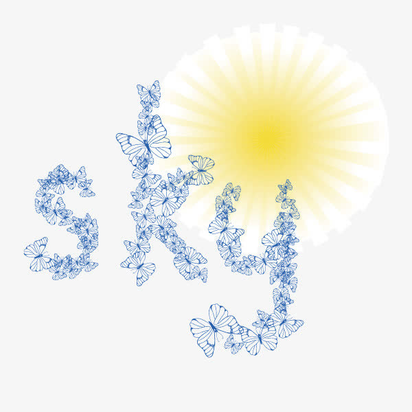 sky 天空 阳光 字体 花纹免抠