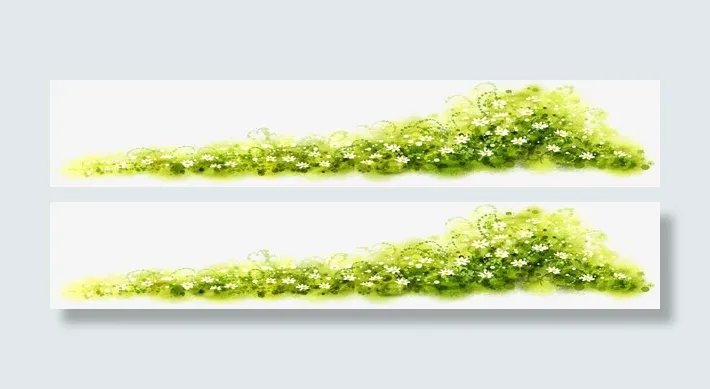 春天手绘郊外草丛免抠