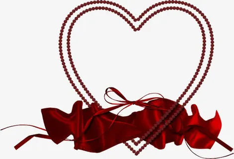 桃心丝绸边框免抠