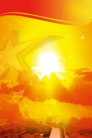 夕阳下的万里长城广告背景素材高清