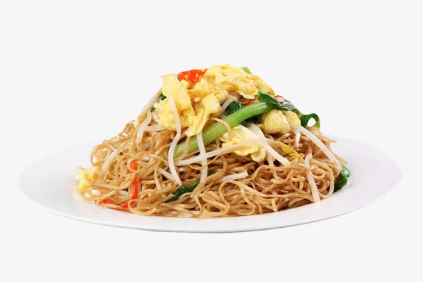 美味鸡蛋青菜炒面条免抠