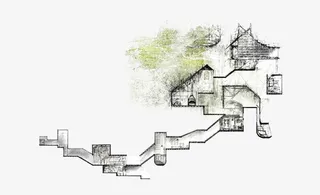 民宿楼房剖面效果图免抠