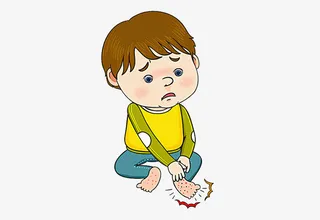 受伤的卡通男孩素材免抠