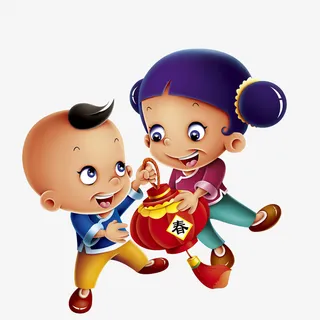 卡通拿着灯笼孩子免抠图免抠