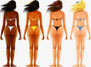 矢量手绘美女背影免抠