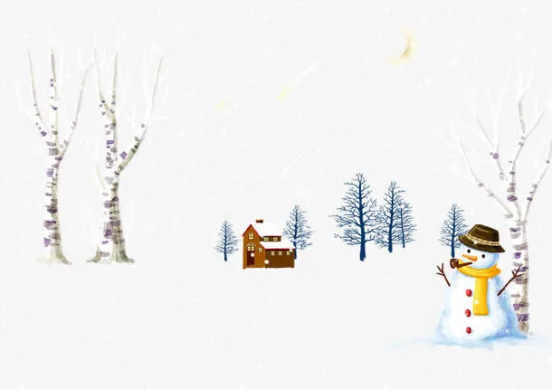 雪地上的房屋和雪人免抠