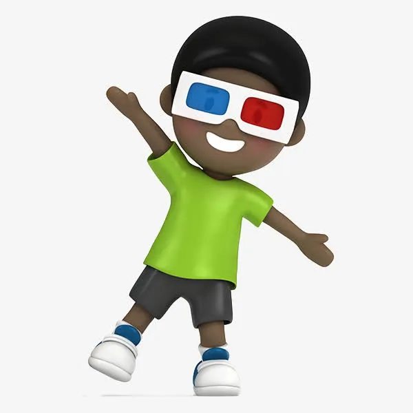 卡通戴着3D眼镜的男孩免抠