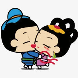 牛郎织女卡通人物拥抱免抠