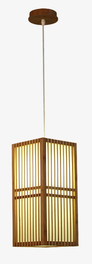 日式单头实木吊灯免抠