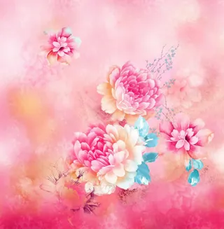 粉色梦幻花朵写意免抠