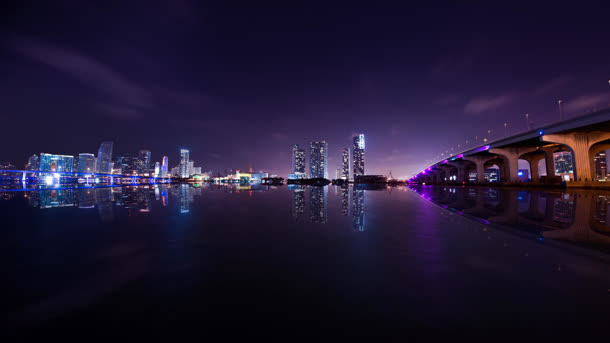 河水现代城市夜晚海报背景