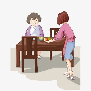 母亲节手绘插画风妈妈和儿女免抠