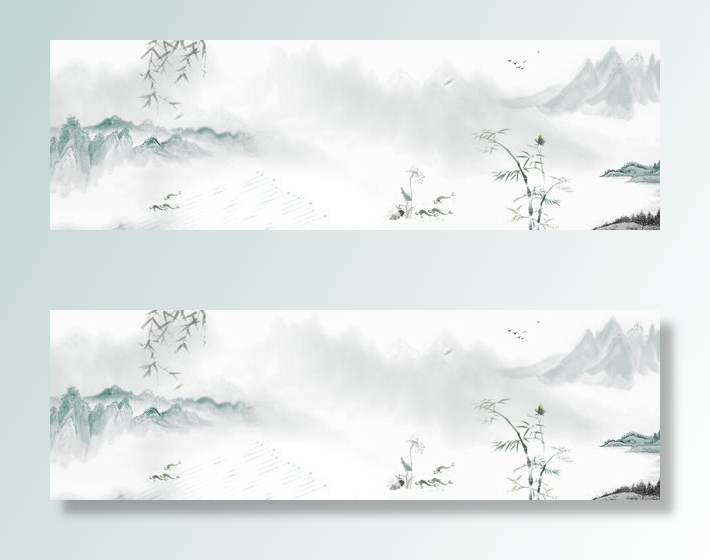 水墨中国风背景banner免抠