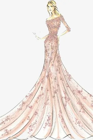 手绘礼服手稿免抠