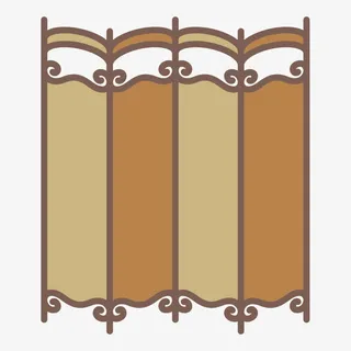 手绘屏风免抠