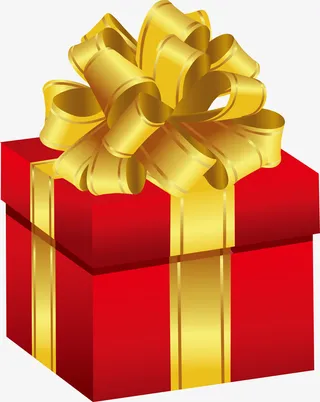 小清新红色礼盒免抠