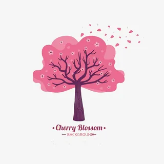 卡通手绘樱花树免扣素材免抠