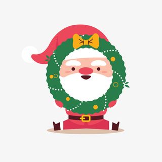 圣诞老公公拿着花圈免抠