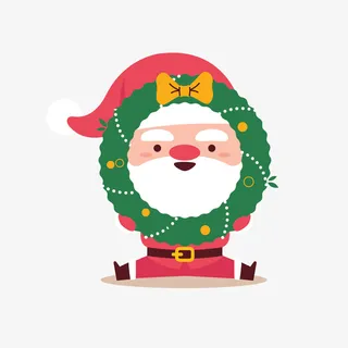 圣诞老公公拿着花圈免抠