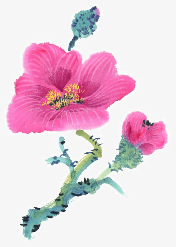 水墨罂粟花免抠