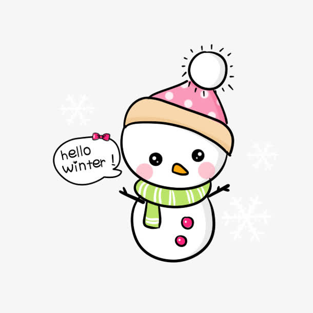 卡通雪人说hello免抠