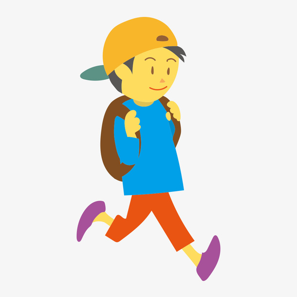 背书包上学的卡通男孩免抠