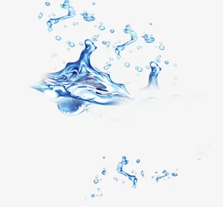 蓝色冰爽夏日液体水流免抠