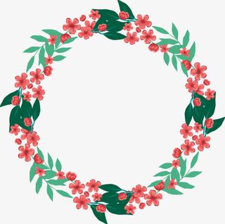 绿叶红色小花圆环免抠