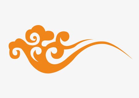 橙色祥云装饰图案免抠