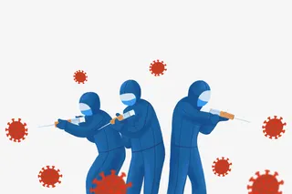 手绘医生战病毒人物元素免抠