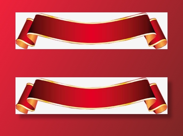 红色渐变丝带标签装饰免抠