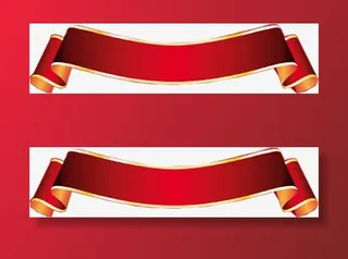 红色渐变丝带标签装饰免抠