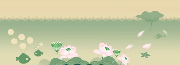 清新水彩国画淘宝海报背景