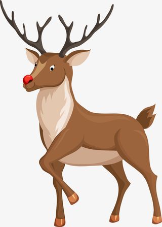 卡通褐色冬日麋鹿免抠