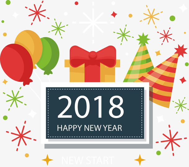 新年快乐祝福语矢量图免抠