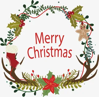 鹿角树枝圣诞边框免抠