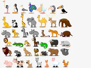 可爱的卡通动物01—矢量素材免抠