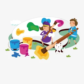 色板和儿童绘画图免抠