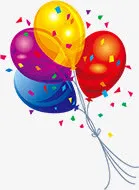 卡通飞扬气球纸屑效果免抠