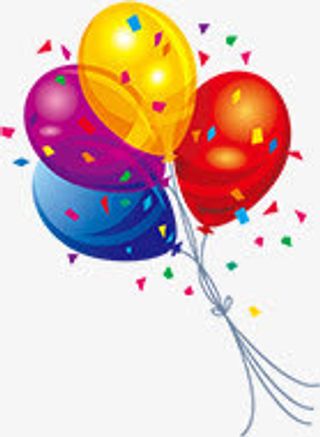 卡通飞扬气球纸屑效果免抠