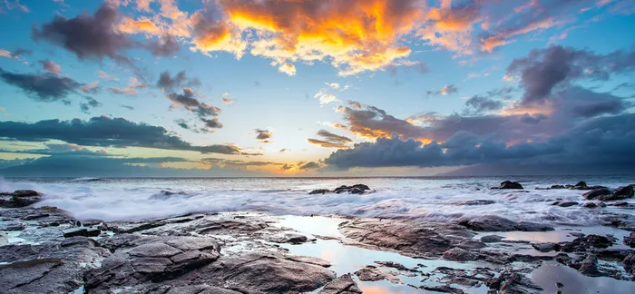 夕阳大海海报素材高清