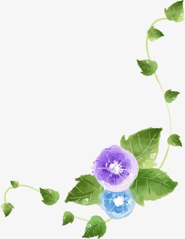 春天淡雅紫色水彩花朵免抠