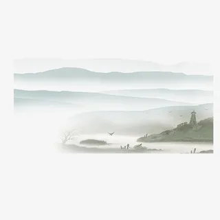 中国风山水水墨风景免抠
